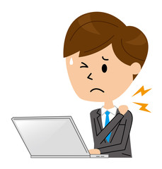 ビジネスマン　男性　肩の痛み　肩こり