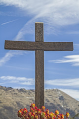 Holzkreuz auf dem Passo di Teglia