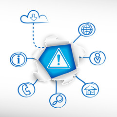 Danger warning and sketch diagrams. Doodle vector illustration.
