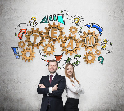 Business couple are thinking  - Powered by Adobe