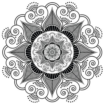 Indian henna tattoo flower pattern
