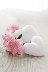 Hearts with flowers for mothers day. Vintage.