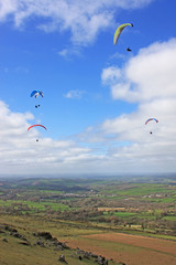 Paragliders above Dartmoor