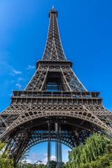 Fototapeta na wymiar Tour Eiffel (Eiffel Tower) located on Champ de Mars in Paris.