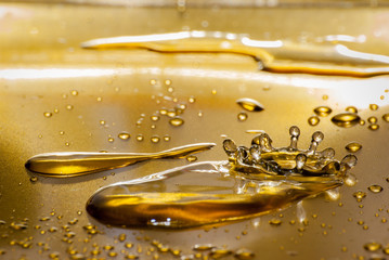 Water drops on gold plate