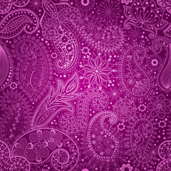 Vintage floral motif ethnic seamless background.