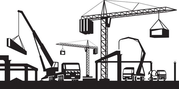 Industrial construction scene - vector illustration