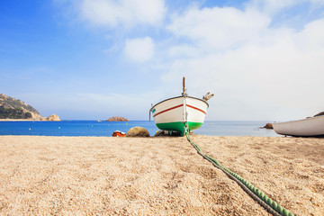 Fishermen's boat on a beach, Tossa de Mar, Spain