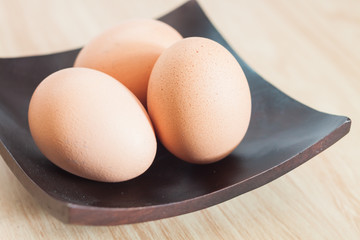 Closed up fresh chicken eggs
