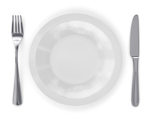 piatto con forchetta e coltello