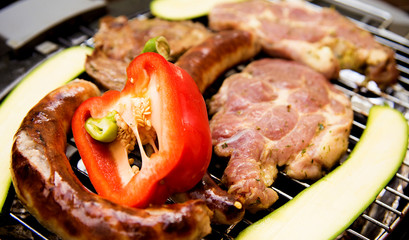 bbq with red pepper and meat