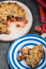 Homemade organic traditional rhubarb pie