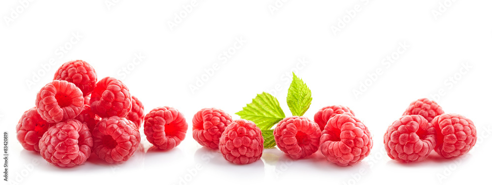 Wall mural heap of fresh raspberries