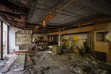 Fototapeta na wymiar Abandoned House Interior In Chernobyl