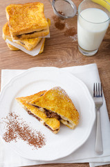 French toast stuffed with chocolate and banana
