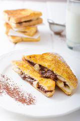 French toast stuffed with chocolate and banana