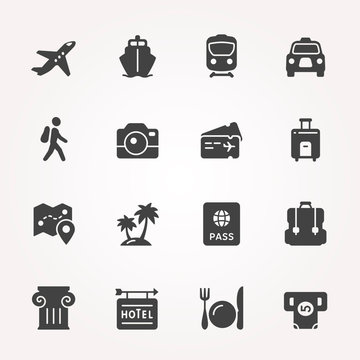 Traveling and transport icon set. 
