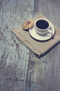 coffee and cookies on the wooden Style