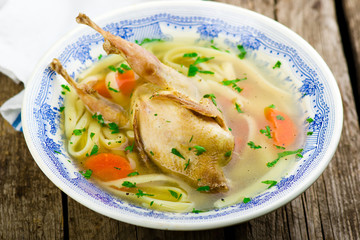 homemade  quails soup.