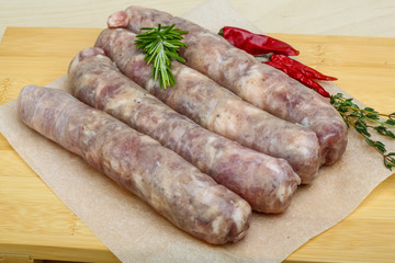 Handmade sausages for grill