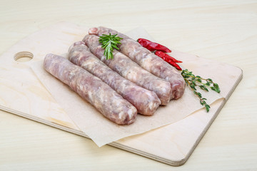 Handmade sausages for grill