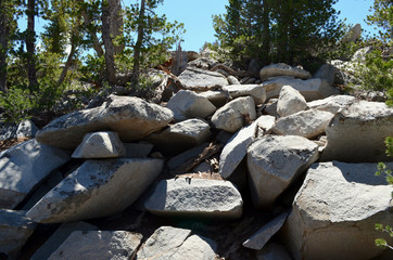 Rocks bed near by lake Tahoe, California