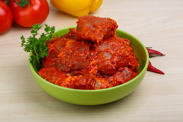 Raw marinated meat for bbq