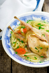 homemade  quails soup.