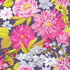 Fototapeta na wymiar Vintage Floral Background - seamless pattern 