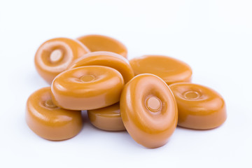 Toffees on a white background.