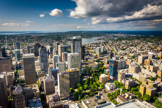 View of the downtown skyline, in Seattle, Washington.