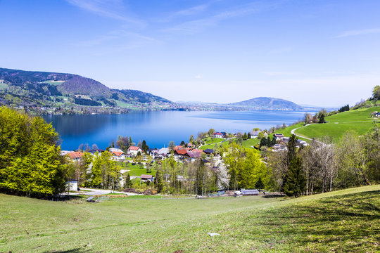 beautiful view to the Attersee in Austria