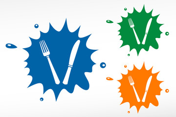 Fork and knife - color blob