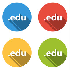 Collection of 4 isolated flat buttons (icons) for .edu domain