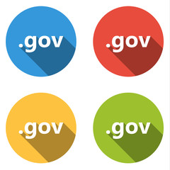 Collection of 4 isolated flat buttons (icons) for .gov domain