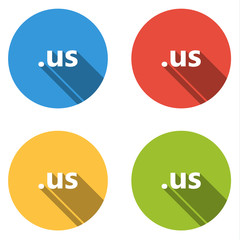 Collection of 4 isolated flat buttons (icons) for .us domain