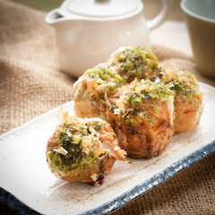 Fried Takoyaki balls dumpling - japanese food