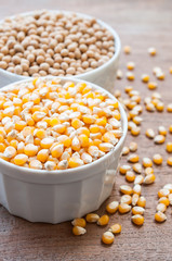 macro shot of corn, soybeans