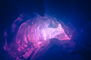 Violet Ice cave in Antarctica