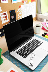 Working place of designer, close-up