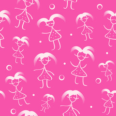 pattern seamless texture background girl with hair white on marg