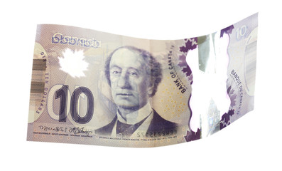 Canadian 10 Dollar, isolated on white