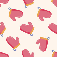 kitchenware oven mitts , cartoon seamless pattern background