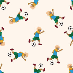 Fototapeta premium Sport soccer player , cartoon seamless pattern background