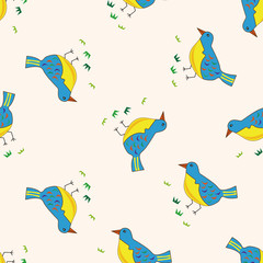 Obraz premium bird cartoon , cartoon seamless pattern background
