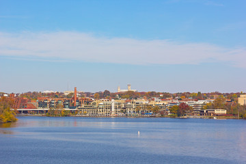 Fototapeta na wymiar Fall panorama of Georgetown suburb in Washington DC, USA