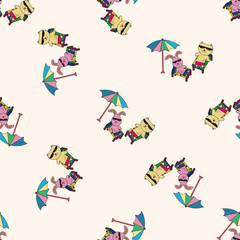 animal summer cartoon , cartoon seamless pattern background