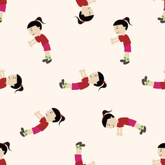 fitness trainer , cartoon seamless pattern background