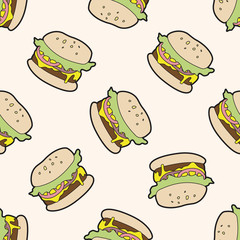 hamburger , cartoon seamless pattern background