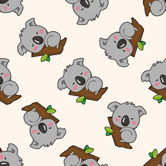 animal koala cartoon , cartoon seamless pattern background